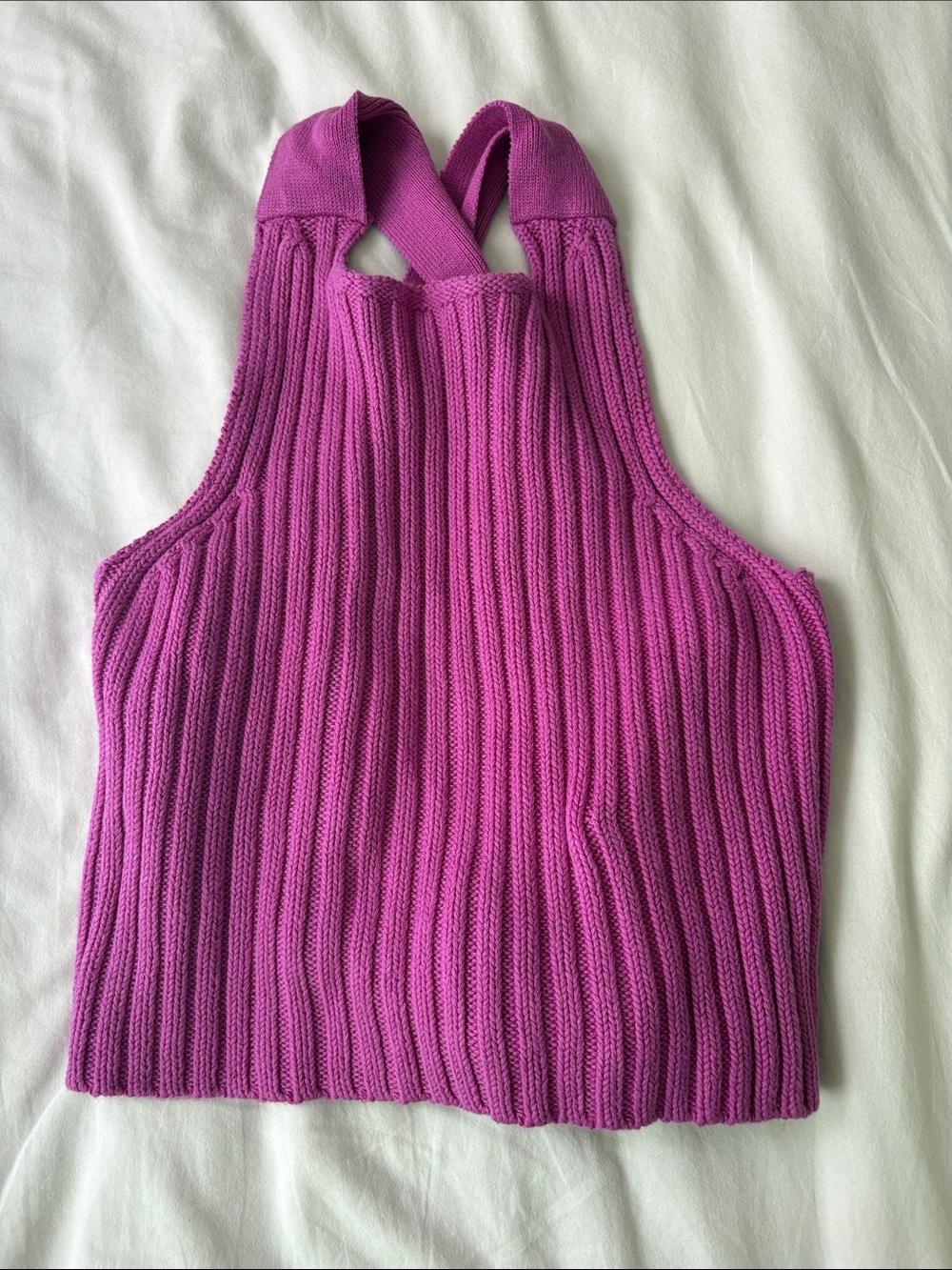 525 Magenta Ribbed Halter Tank